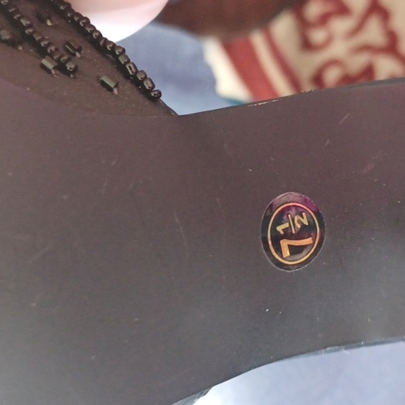 Fashion Bug Vintage Black beaded backless heels - Picture 6 of 7